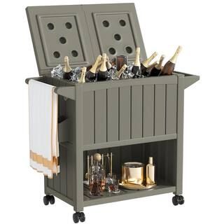 80 qt. Gray Plastic Food and Beverage Cooler Cart | The Home Depot