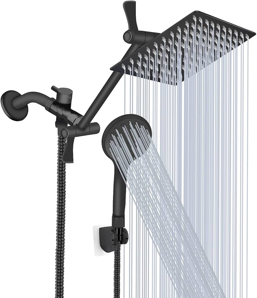 Shower Head, 8‘’ High Pressure Rainfall/Handheld Shower Combo with 11'' Extension Arm, 9 Sett... | Amazon (CA)