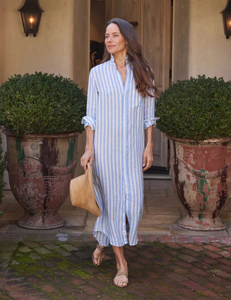 RORY Wide White and Blue Stripe, Classic Linen | Frank & Eileen