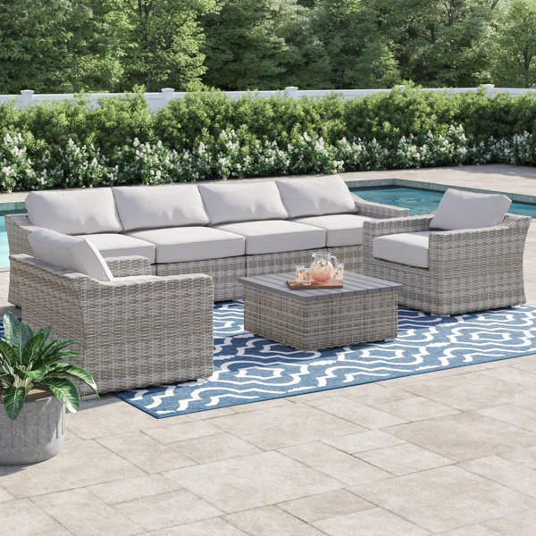 Dayse Fully Assembled 6 - Person Seating Group with Cushions |All-weather wicker sectional | Wayfair North America
