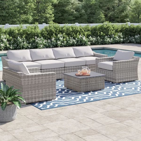 Dayse Fully Assembled 6 - Person Seating Group with Cushions |All-weather wicker sectional | Wayfair North America