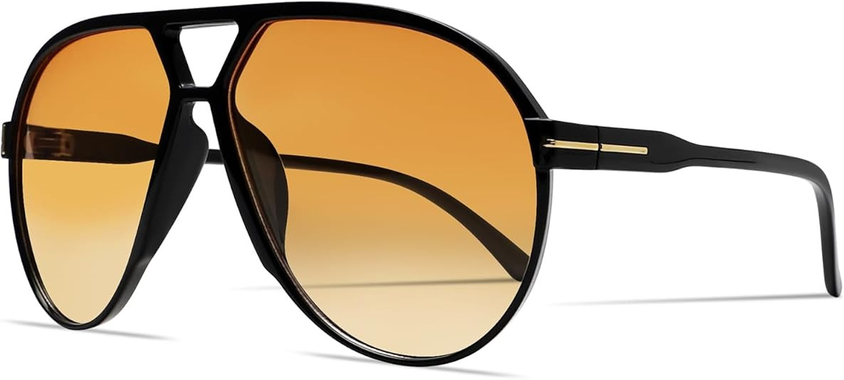 Retro Aviator Sunglasses for Women Men Oversized Classic 70s Vintage Trendy Tangle Free Square Av... | Amazon (US)