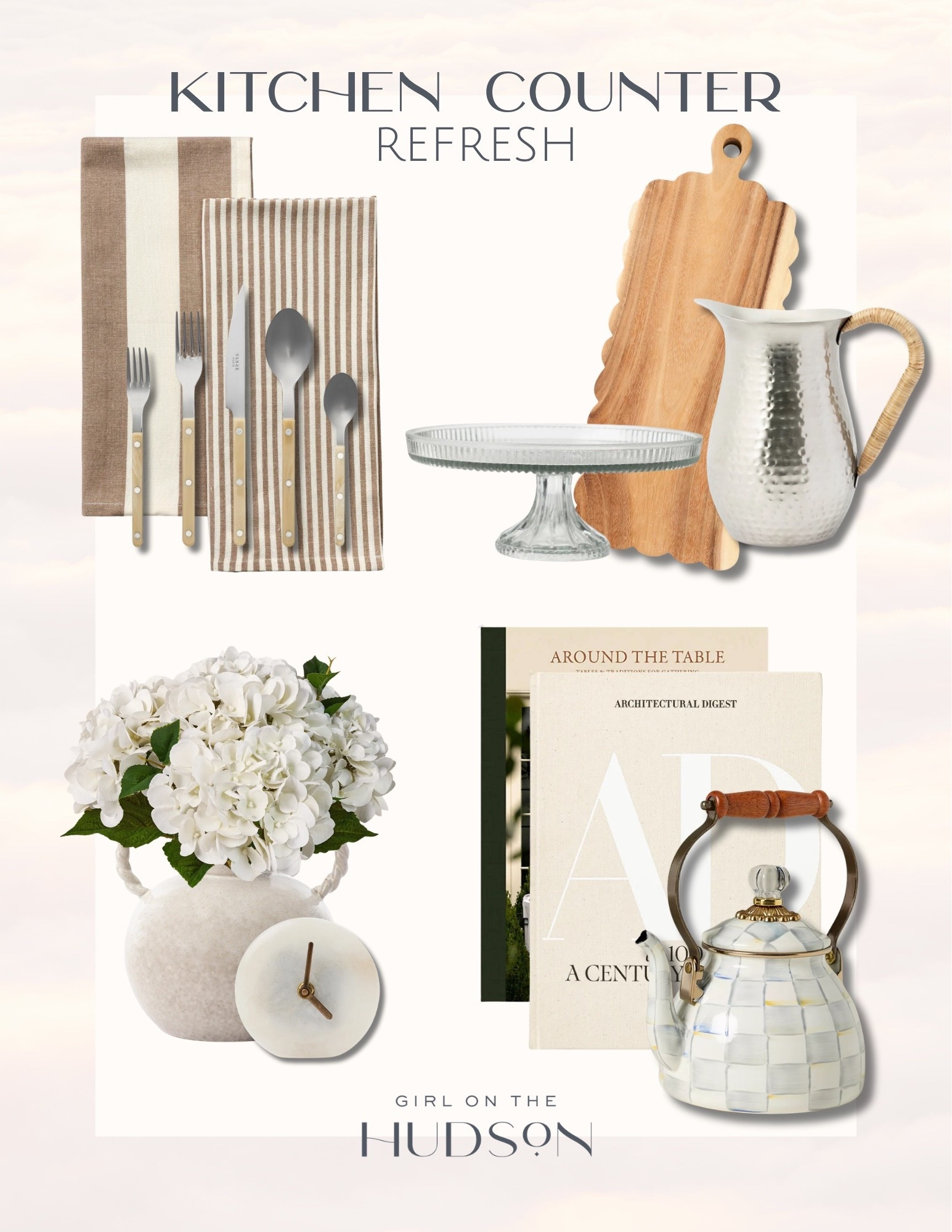 A kitchen counter refresh doesn’t have to mean starting over. I love mixing everyday pieces like striped linens, a wood cutting board and a glass cake stand with a few decorative details to make the space feel more styled.

kitchen decor, kitchen counter styling, kitchen refresh, striped towels, wood cutting board, glass cake stand, decorative books, kitchen accessories, home decor, Girl on the Hudson

#LTKHome