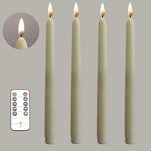11 inch Ivory Wax Flameless Taper Candles with Remote and Timer, Use 2-AA Battery(not Included Ru... | Amazon (US)