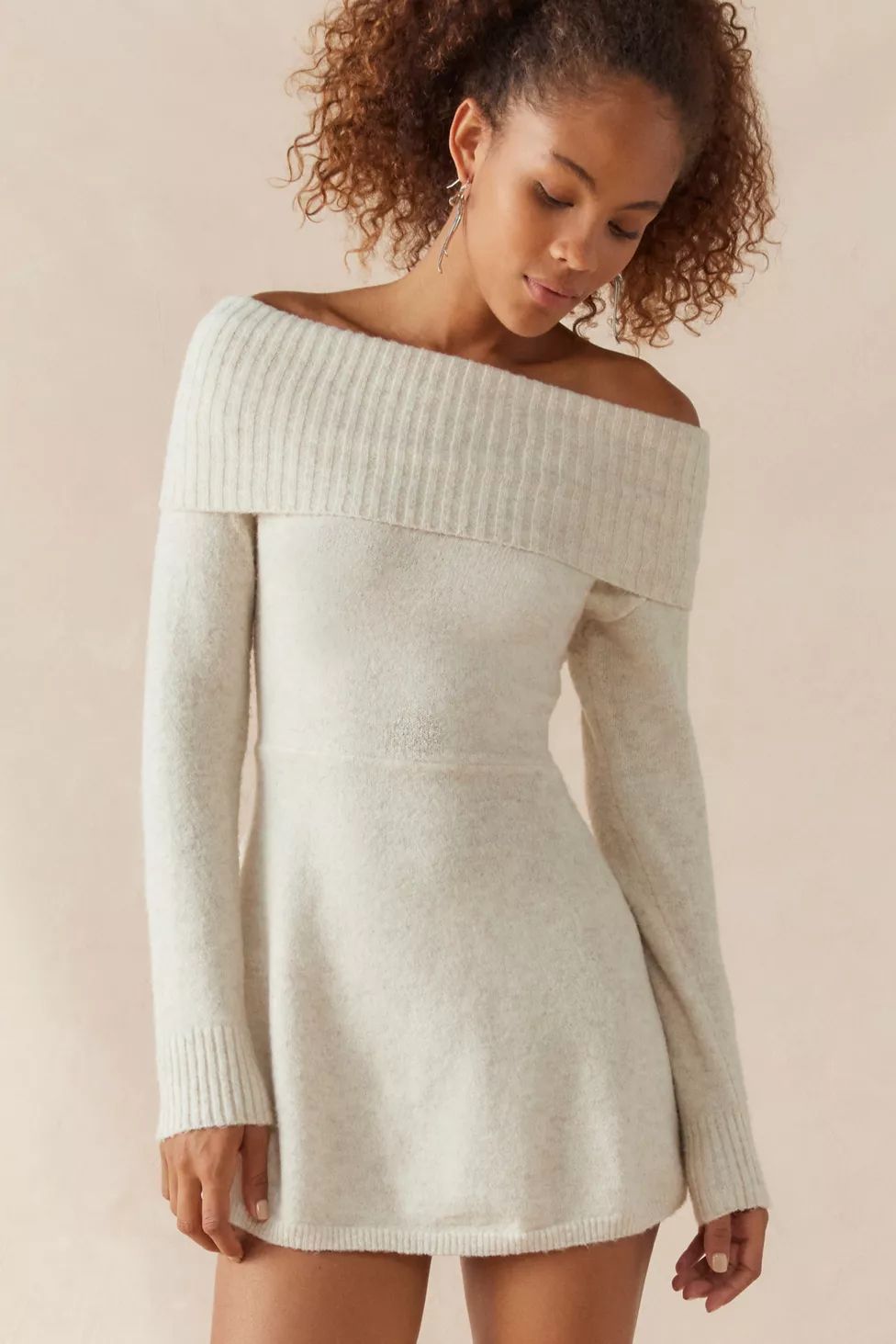 UO Blake Knit Off-The-Shoulder Mini Dress | Urban Outfitters (US and RoW)