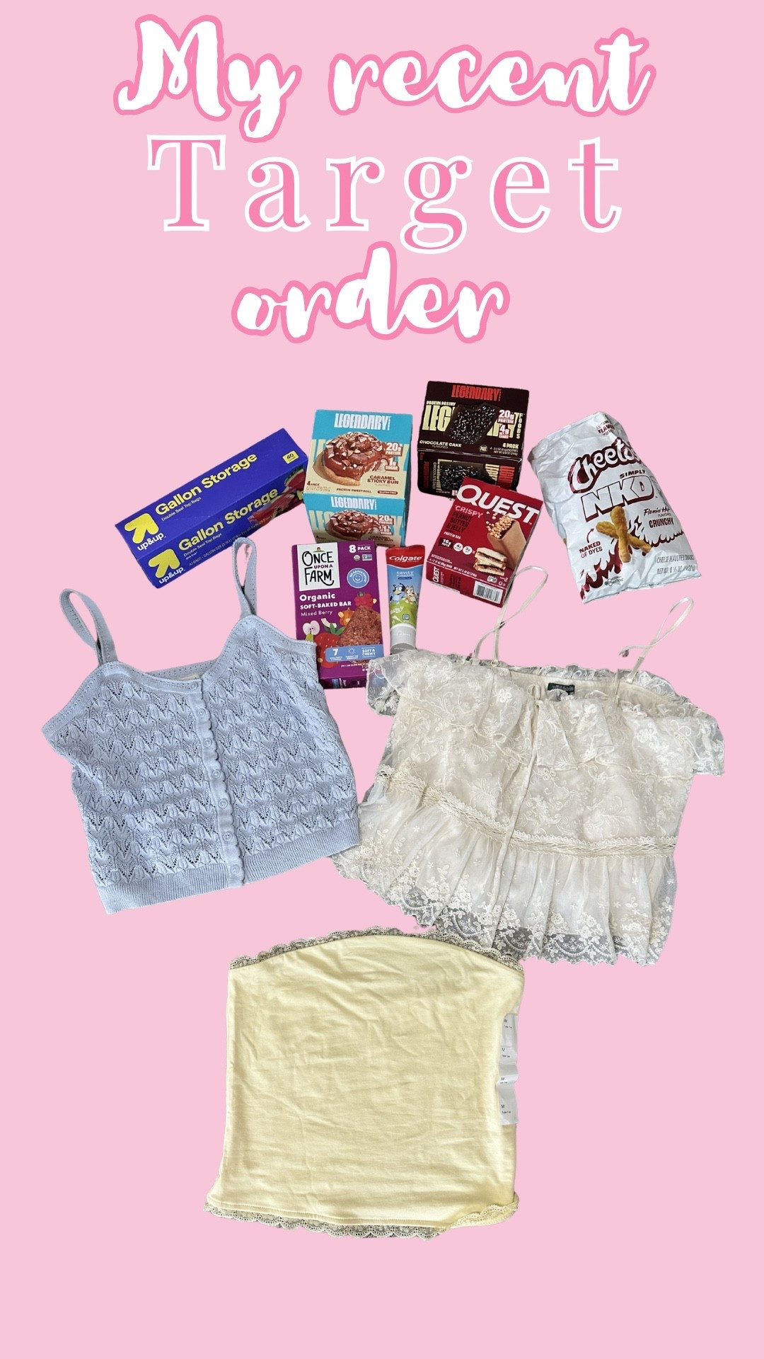 My recent Target order - some grocery items, kids things and of course a couple tops!
Mom life

#LTKdayinmylife #LTKmomlife