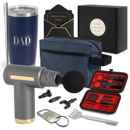 Dad Gift Box – Relaxation & Self Care Kit with Massage Gun, 20oz Tumbler, Toiletry Bag, Grooming Set – Birthday, Father’s Day Gifts for Him, Husband, Men Who Have Everything & Promoted to Dad | Amazon (US)
