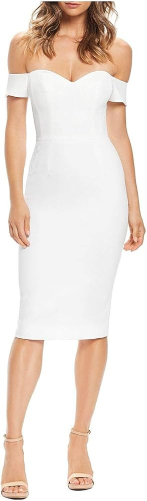 Dress the Population Women's Bailey Off The Shoulder Sweetheart Bodycon Midi Sheath Dress | Amazon (US)