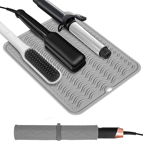 Quccefods Heat Resistant Mat Oversize Curling Iron Mat Silicone Hot Hair Tools Mat for Hair Strai... | Amazon (US)