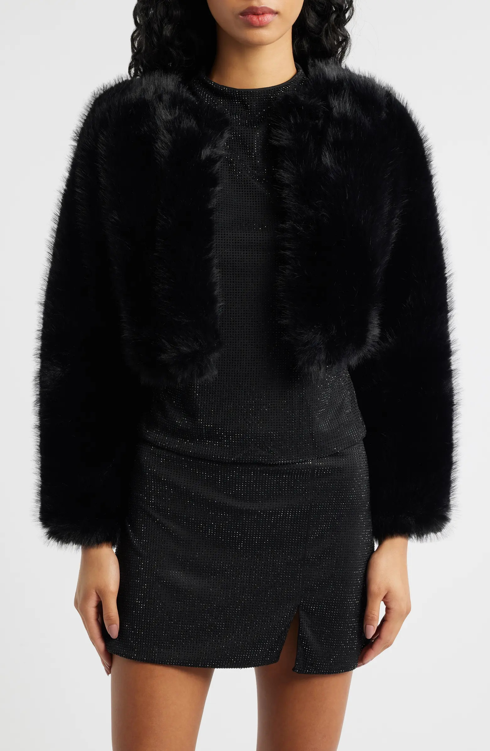 MANGO Faux Fur Crop Jacket | Nordstrom | Nordstrom