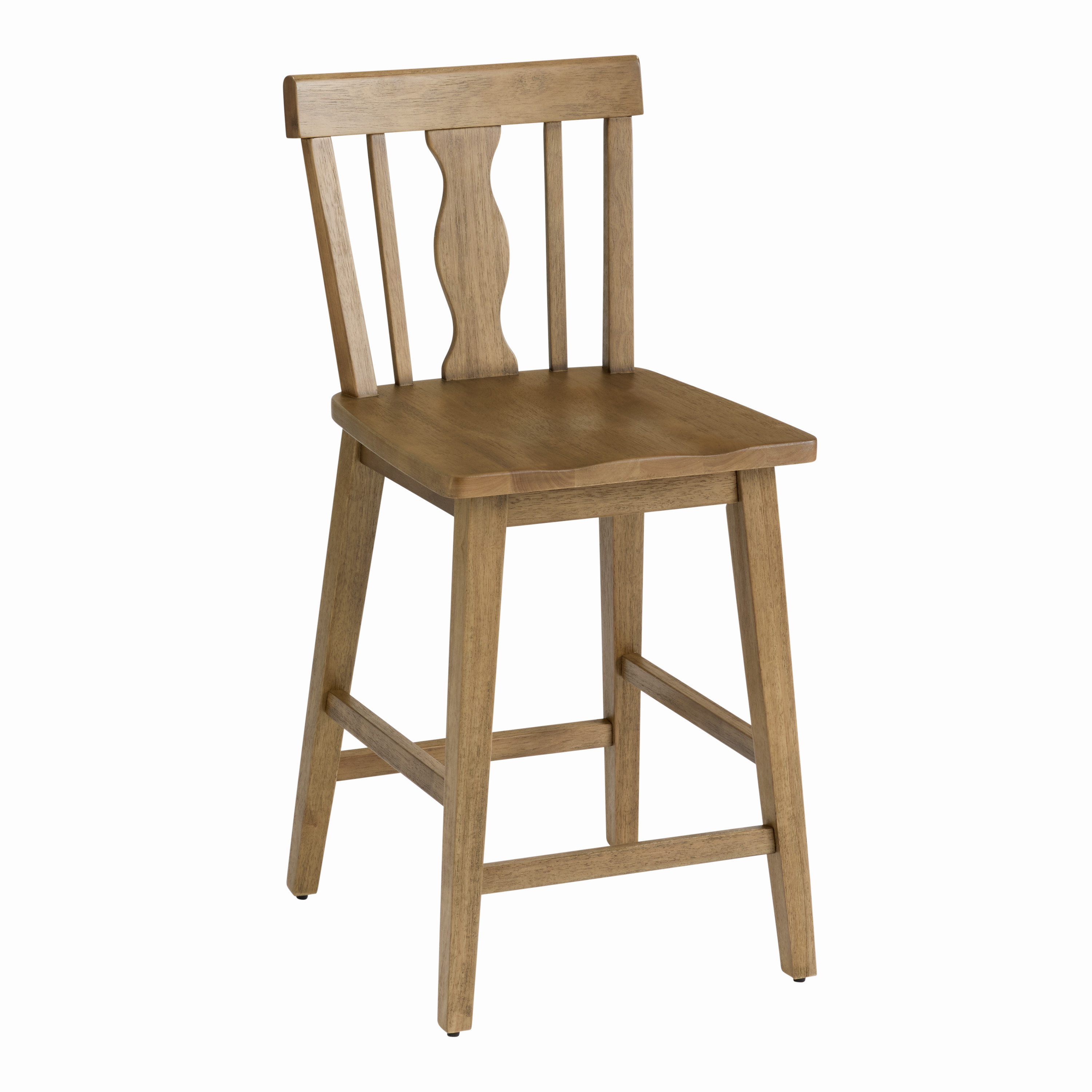 Bellamy Wood Wavy Splat Back Farmhouse Counter Stool Set of 2 | World Market