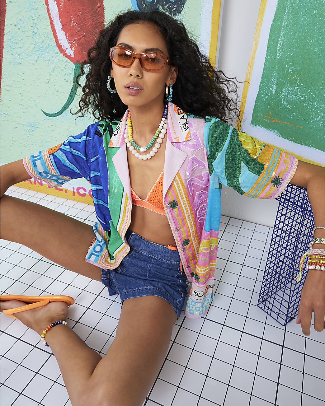 Pink Atlas Embellished Resort Shirt | River Island UK & IE