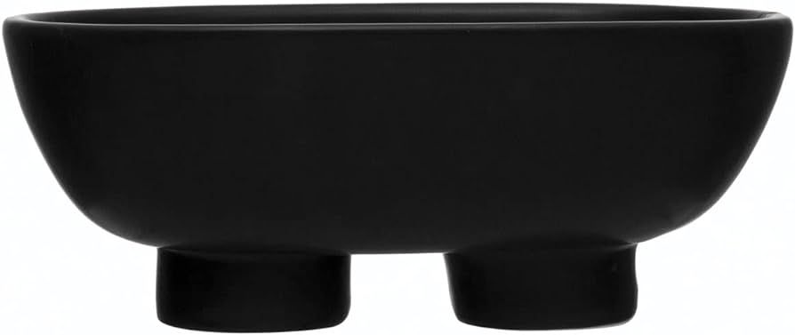 Creative Co-Op Stoneware Footed Bowl, 12" L x 8" W x 5" H, Black | Amazon (US)