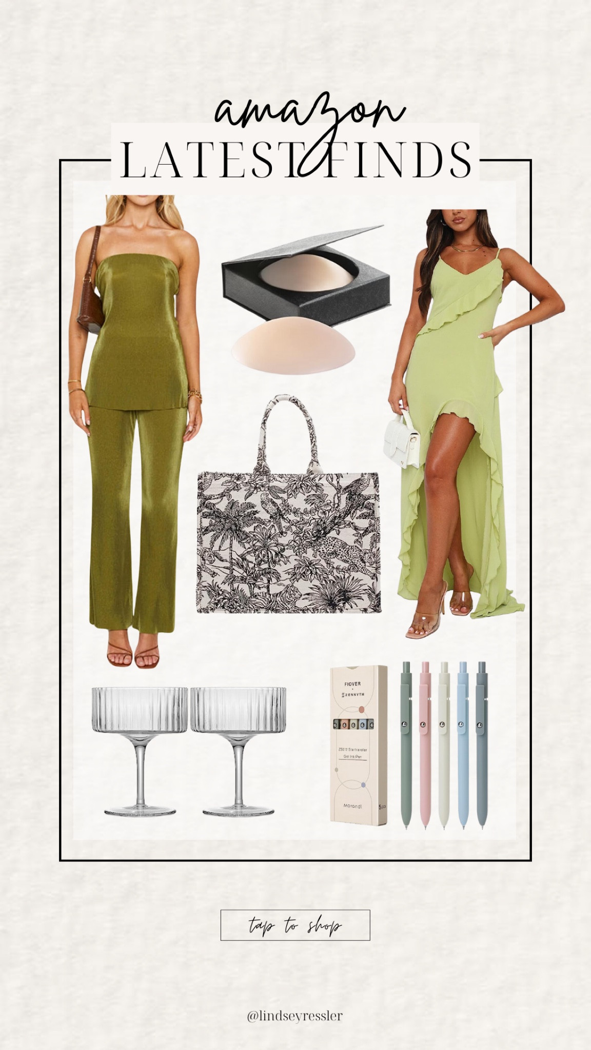 Amazon Latest Finds 

Amazon fashion, green dress, nipple covers, designer dupe, handbag, pens, matching set, pens, cocktail glasses 

#LTKxPrimeDay #LTKunder50 #LTKitbag