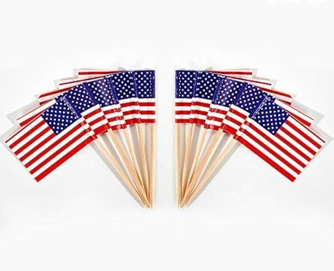 CYPS 100 Pcs USA American Flag US Toothpick Flags, Small Mini Stick Cupcake Toppers US Flags,4th ... | Amazon (US)