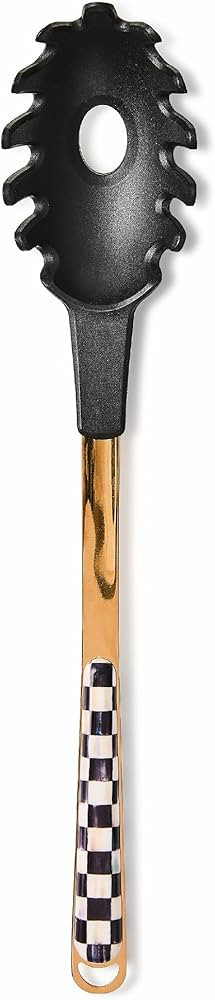 MACKENZIE-CHILDS Kitchen Pasta Spoon, Silicone Spaghetti Spoon, Black-and-White Courtly Check | Amazon (US)