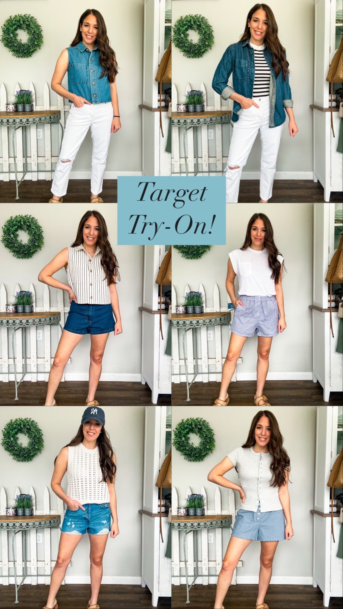 Target try on! Wearing 
Tts short in white denim 
Up  on size in the sailor shorts. 
XS in purple shorts 
Wearing XS in all tops. 
Size small in button up t shirt 
Sandals tts 
Denim shorts distressed tts 

#LTKFindsUnder100 #LTKPetite #LTKFindsUnder50