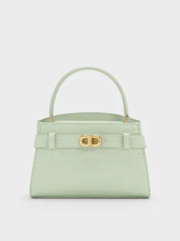 Aubrielle Croc-Effect Top Handle Bag
    
         - Mint Green | Charles & Keith US
