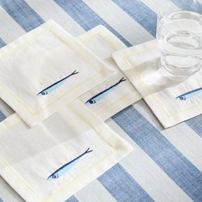Sardine Embroidered Cocktail Napkin Sets | West Elm (US)