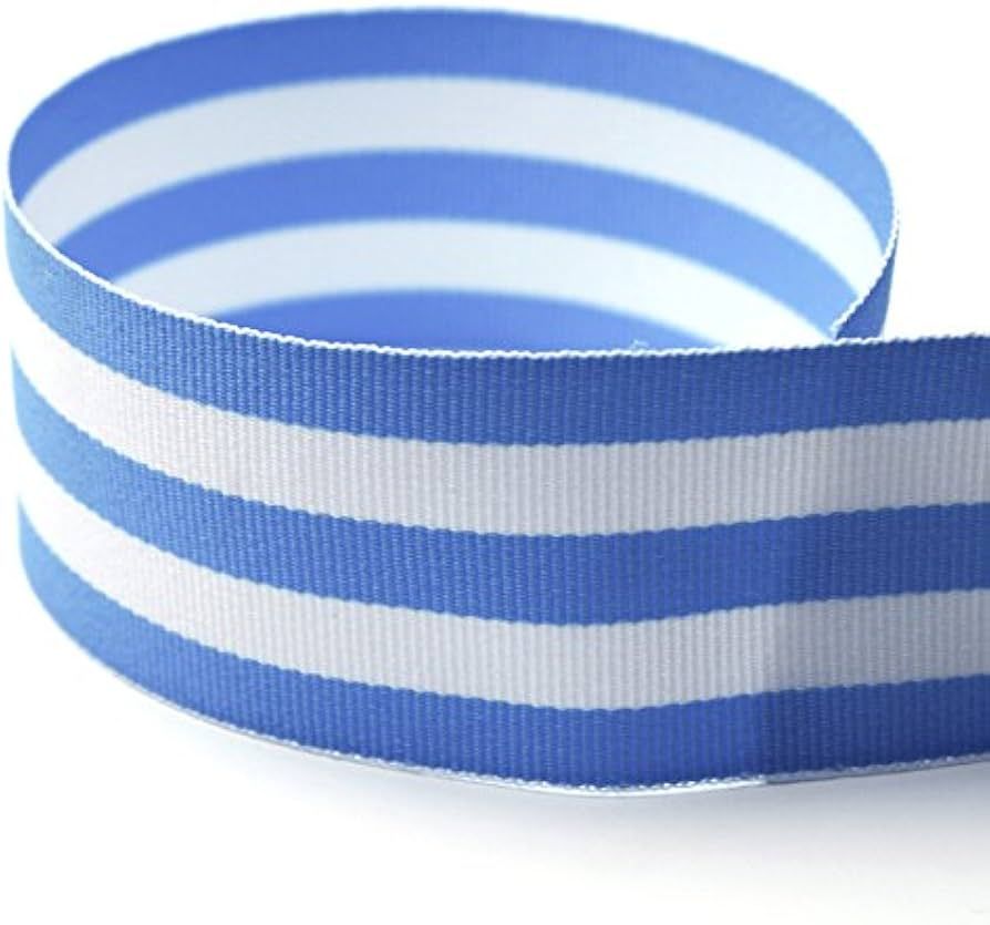 USA Made 1-1/2" Light Blue & White Taffy Striped Grosgrain Ribbon - 50 Yards - (Multiple Widths &... | Amazon (US)