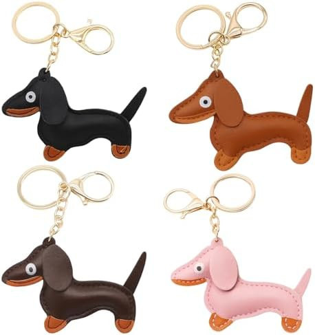 Dachshund Keychain, Purse Charms, 4 Pack Cute Mini Dachshund Dog Keychains, Black Brown Light Bro... | Amazon (US)