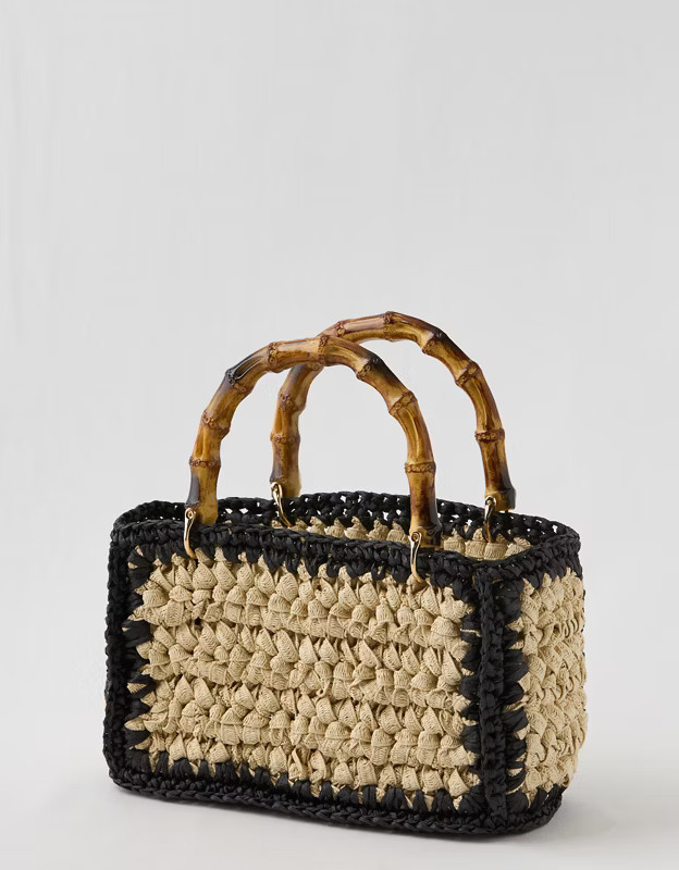 Aerie Straw Trim Crochet Mini Bag | Aerie