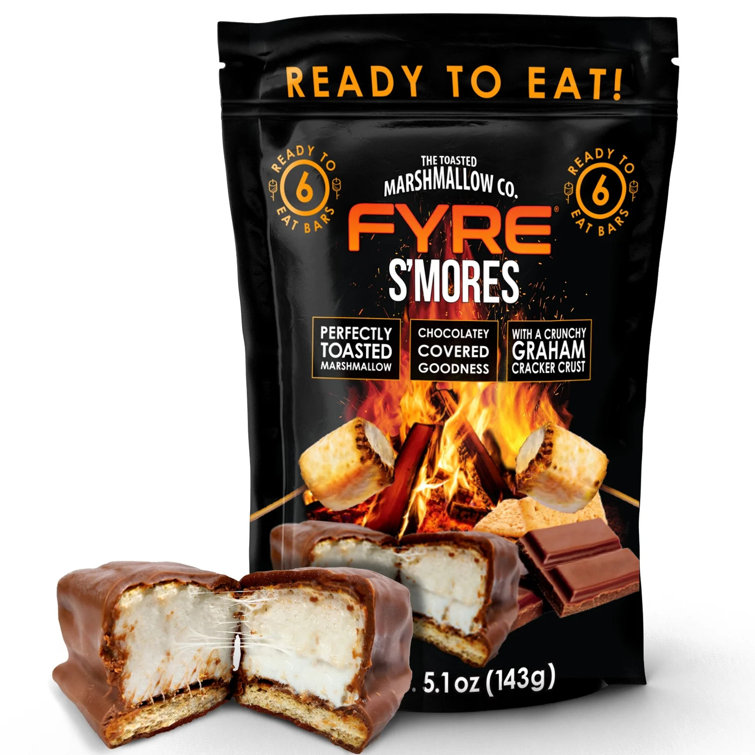 Fyre S'mores Ready to Eat Authentic Campfire Gourmet Chocolate Marshmallow Smores, 5.1 oz, 6 Coun... | Walmart (US)