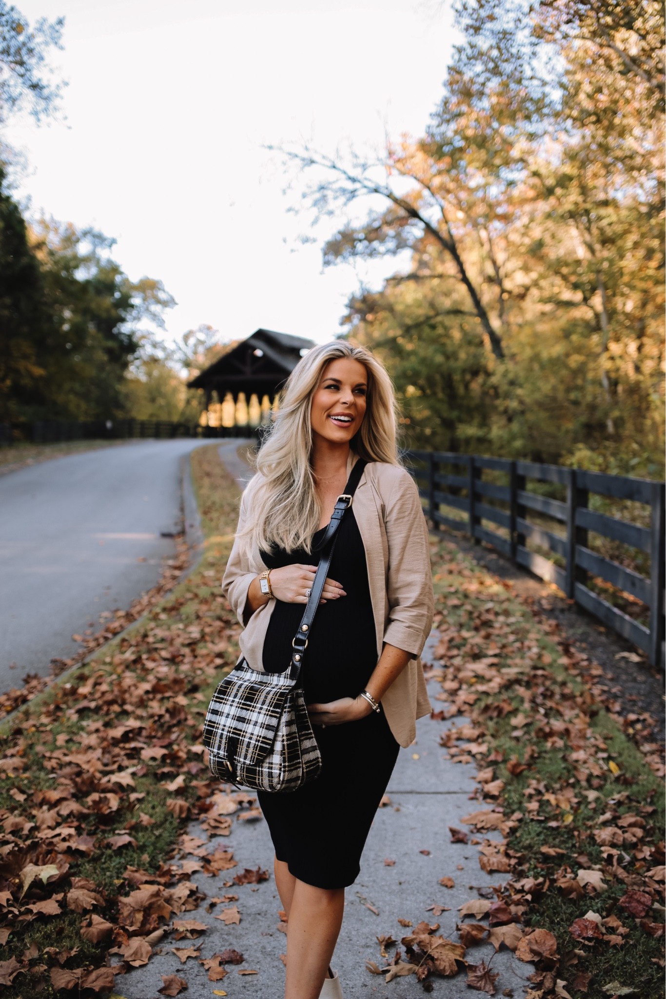 Shop my fall business casual look! Wearing size xs in my Gibsonlook ribbed midi dress. Bag is the Patricia Nash London Saddle Bag. 🍂 

Maternity friendly | bump friendly | fall bump outfits | linen blazer | business professional | fall white booties 

#LTKitbag #LTKstyletip