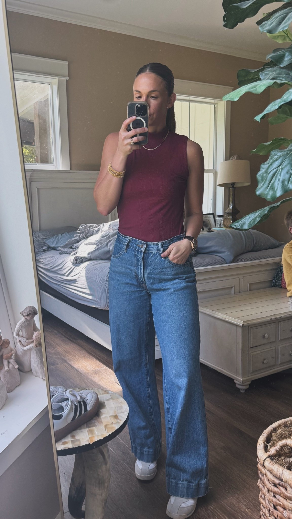 Perfect fall transition outfit!
Maroon is one
Of my favorite
Colors year round, but in the fall it really pops! 

#LTKSeasonal