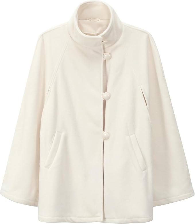 BYOS Women’s Winter Stylish Oversized Solid Plaid Fleece Poncho Blanket Wrap Cape | Amazon (US)