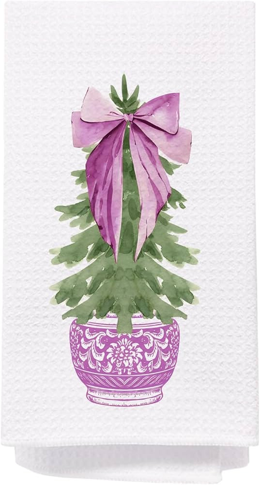 SPBL&L Christmas Kitchen Towels, Purple Porcelain Chinoiserie Christmas Tree Hand Towels, Purple ... | Amazon (US)