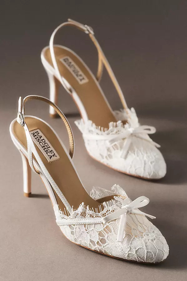 Oakville Slingback Lace Bow Heels | Anthropologie (US)