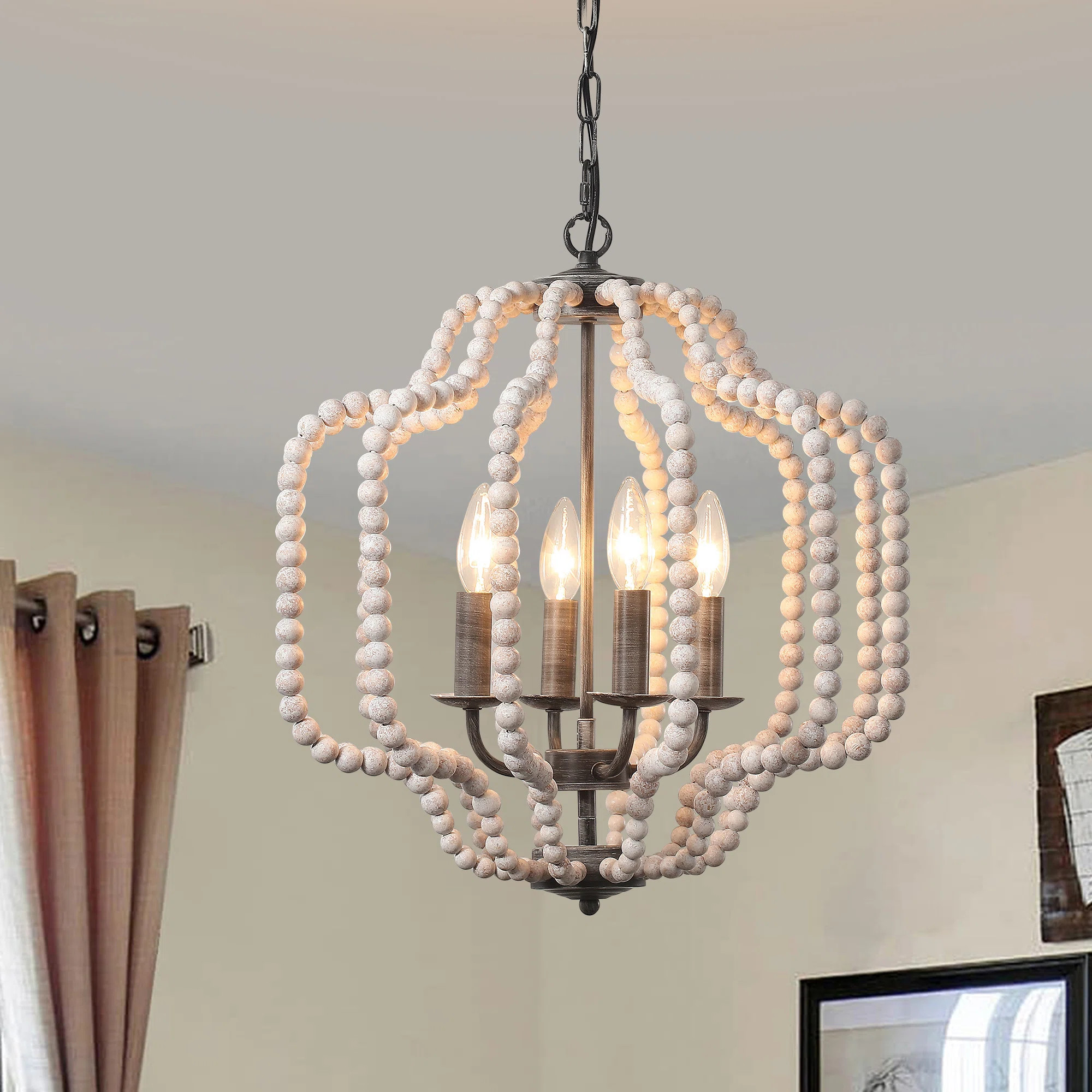 Dakota Fields 4 - Light Candle Style Geometric Bohemia Wood Beaded Chandelier & Reviews - Wayfair... | Wayfair North America