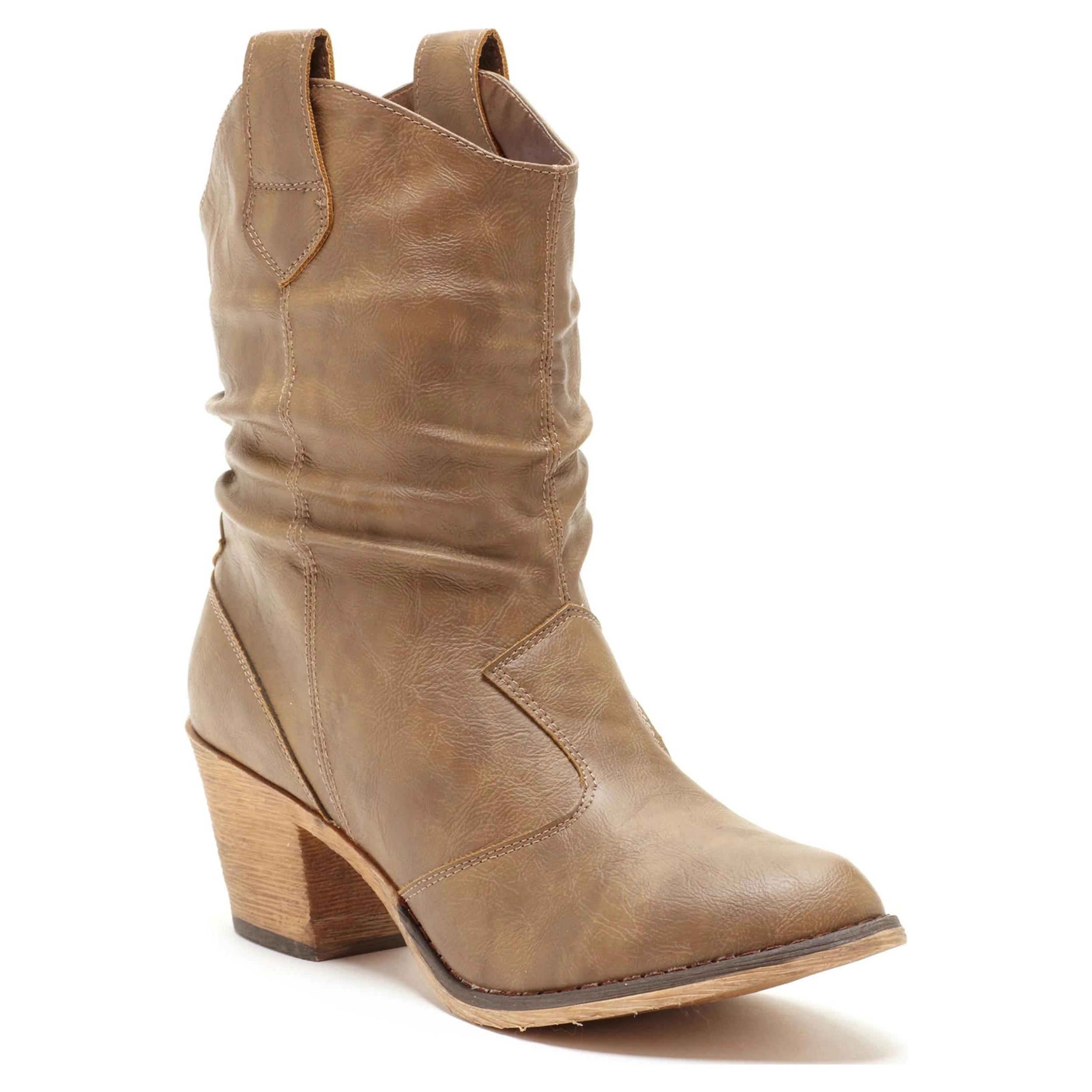 Charles Albert Modern Western Cowboy Boots for Women Fashion Cowgirl Boots Pull Up Low Heel Mid-C... | Walmart (US)