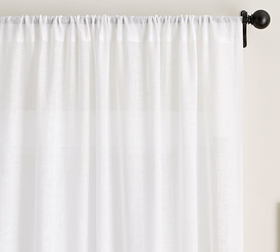 Belgian Flax Linen Sheer Curtain - White | Pottery Barn (US)