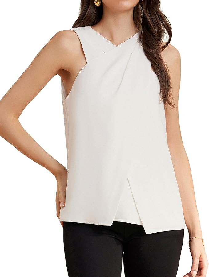 GRACE KARIN Women's Criss Cross Halter Neck Tops Sleeveless Blouses Shirts Dressy Elegant Casual ... | Amazon (US)