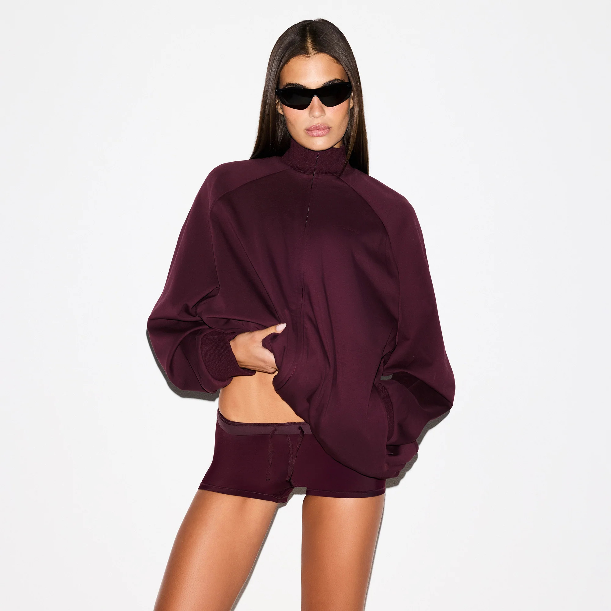 SKIMS Oversized Track Jacket | Red | 2XL | NikeSKIMS Matte Tricot | SKIMS (US)