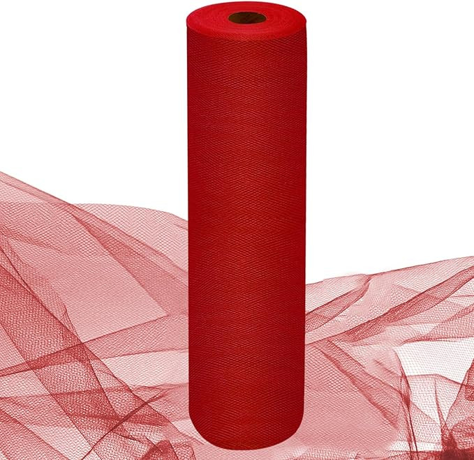 Red Tulle Fabric Rolls 54 Inch by 10 Yards Fabric Tulle Bolt for Wedding Christmas Decorations Gi... | Amazon (US)
