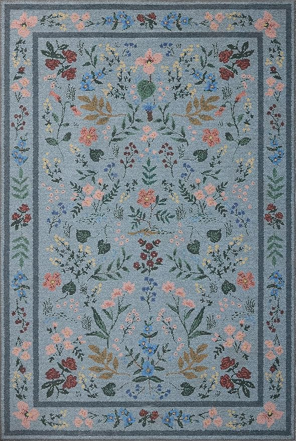 Loloi Rifle Paper Co. Wildwood Collection WWLD-01 Blue 7'-6" x 9'-6" Area Rug | Amazon (US)