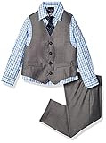 Nautica Little Boys 4-Piece Vest Set with Dress Shirt, Tie, Vest, and Pants, Light Grey, 5 | Amazon (US)