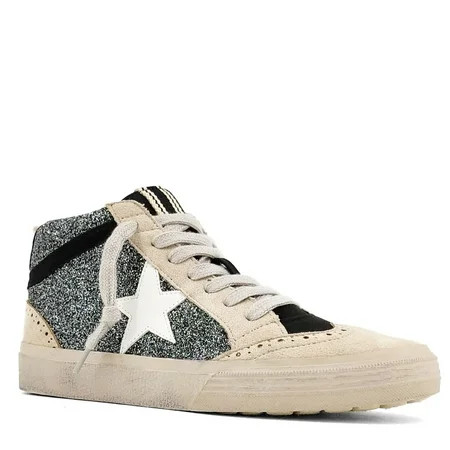 Shu Shop Womens Paulina Basketball Inspired High Top Fashion Sneaker (10 Black/Silver) | Walmart (US)