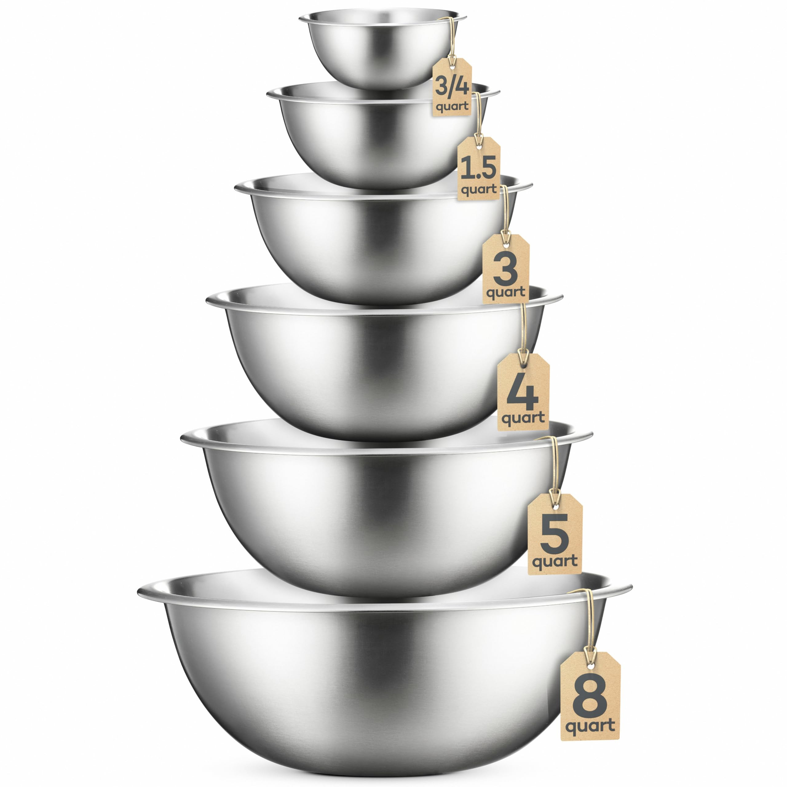 FineDine Stainless Steel Mixing Bowls Set, Dishwasher Safe, Up To 8 Quart Metal Mixing Bowls For ... | Amazon (US)