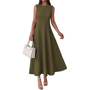 PRETTYGARDEN Sleeveless Crewneck Summer Maxi Dresses for Women 2026 Elegant Classy Semi Formal A ... | Amazon (US)