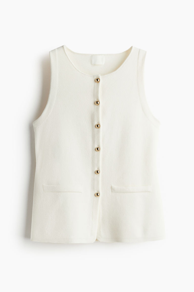 H & M - Tanktop mit Knopfleiste - Weiß - Damen | H&M (DE, AT, CH, NL, FI)