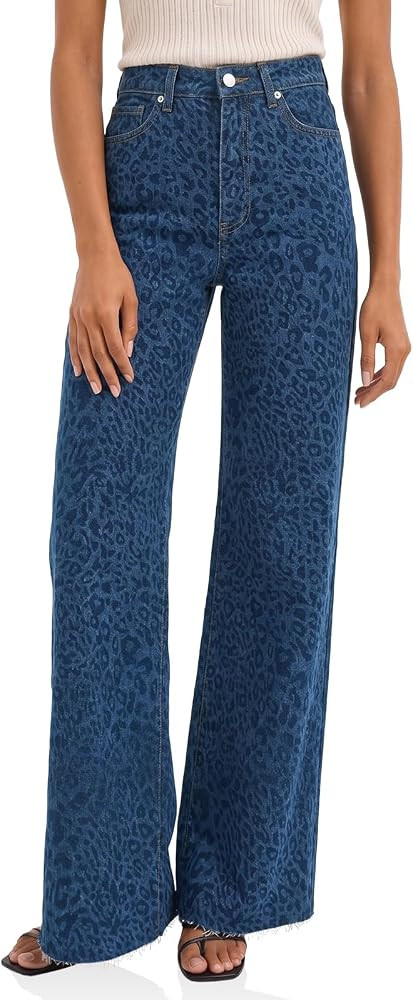 Cicy Bell Womens Wide Leg Jeans Argyle Printed High Waisted Denim Pants | Amazon (US)