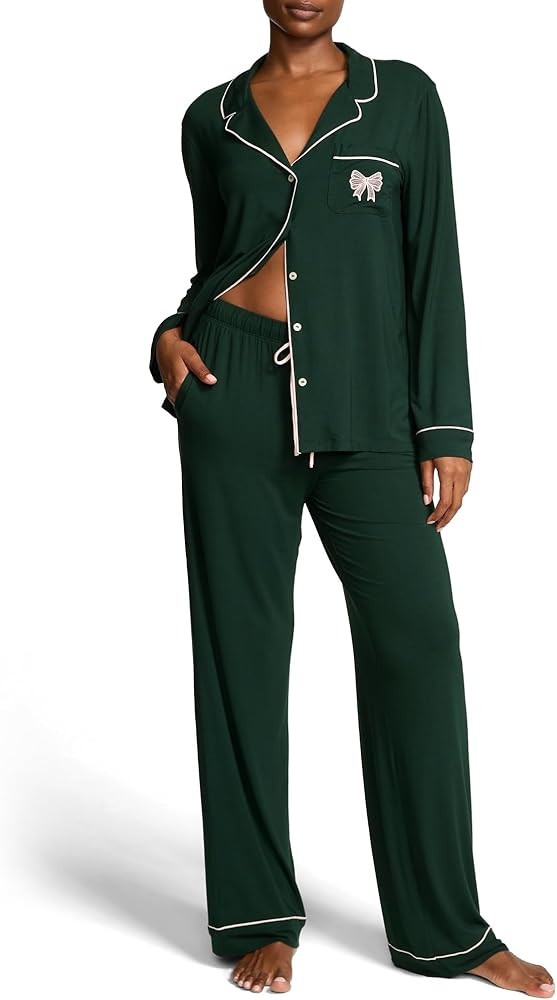 Victoria's Secret Modal Pajama Set, Long Sleeve Button Down Shirt and Pajama Pants, Sleepwear for... | Amazon (US)