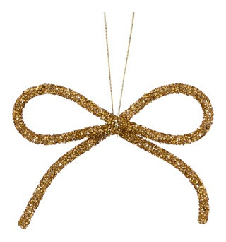 CANVAS Golden Moments Collection Gold Sparkle Bow Ornament, 3.9-in | Canadian Tire