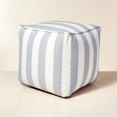 Bold Stripe Indoor/Outdoor Pouf Ottoman - Hearth & Hand™ with Magnolia | Target