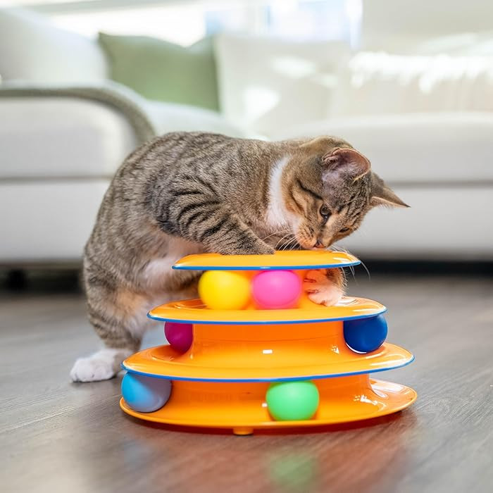 Catstages Tower of Tracks 3-Level Cat Track Toy with 6 Balls, Interactive Toy for Indoor Cats, Or... | Amazon (US)