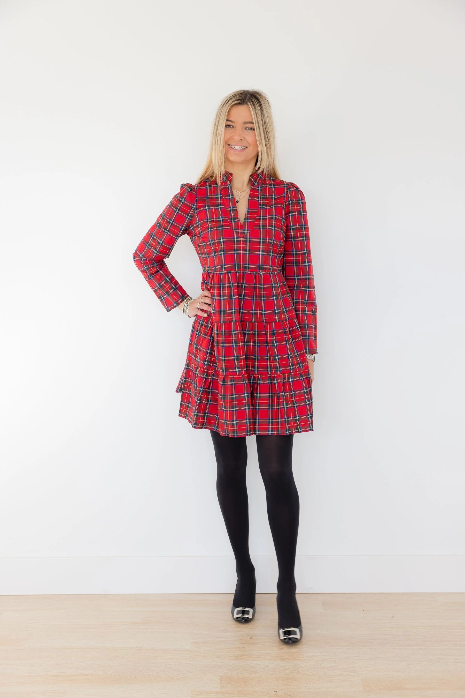 Red Plaid Long Sleeve Tunic Dress | Sail to Sable